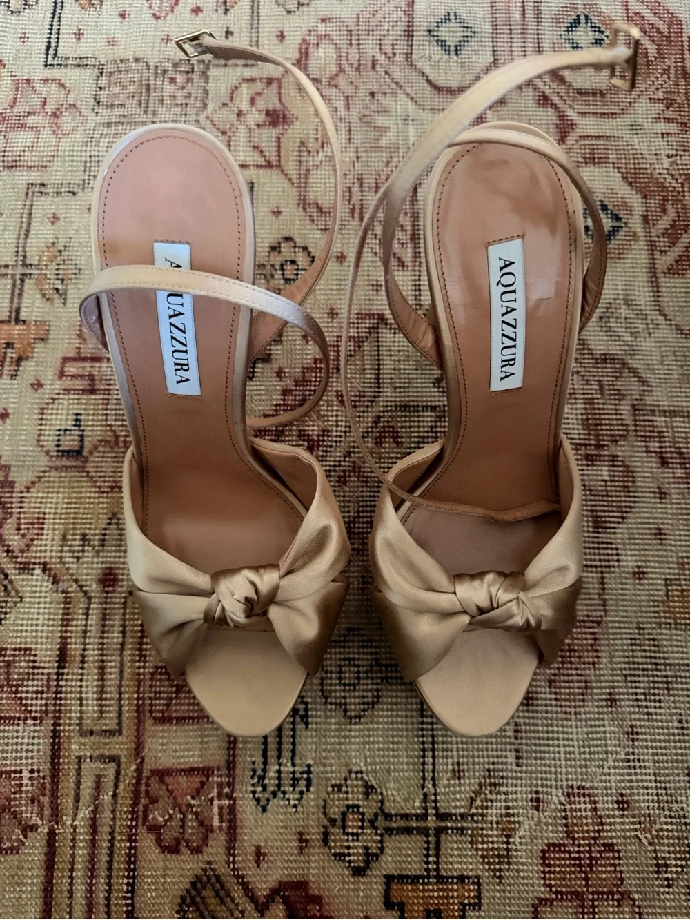 LIKE NEW Aquazzura Cupid 130 Plateau Sandal in Warm Nude size 39